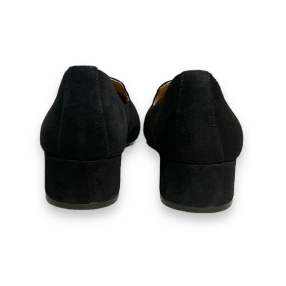 ME TOO Gwen Black Leather Suede Block Heel Loafer - Picture 3 of 6